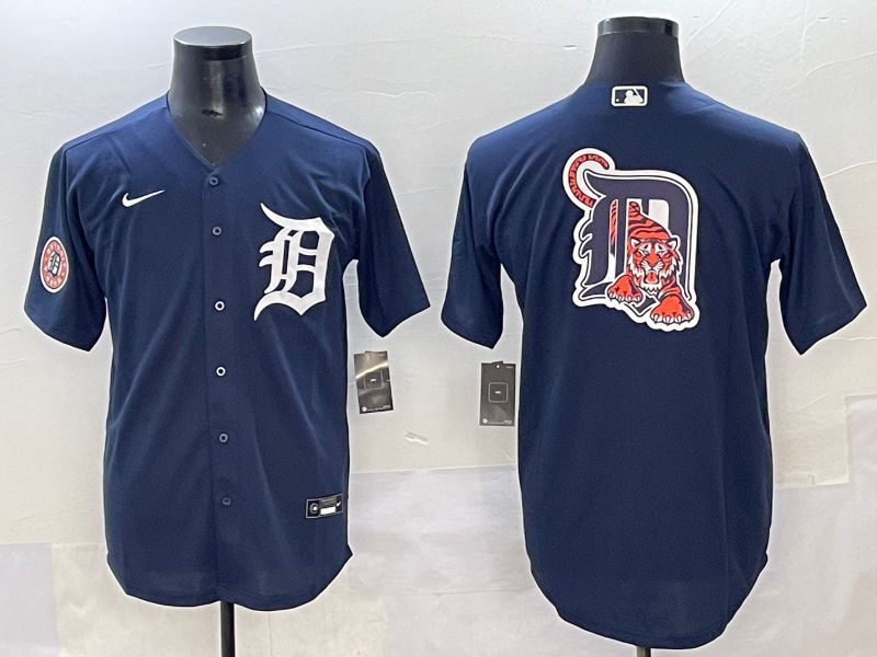 Men 2025 Detroit Tigers Blank Dark Blue Game Nike MLB Jersey style 9